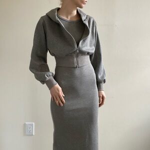 Grey Asymmetrical Bodycon Dress